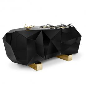 BLACK GLOSSY DIAMOND SIDEBOARD