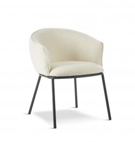 White Boucle Cup Dining Chair