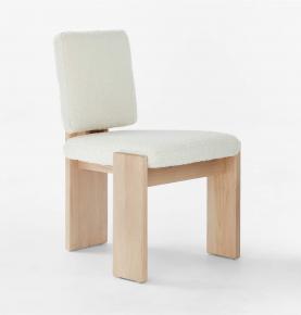 MATS THREE-LEGGED WHITE BOUCLE DINING CHAIR