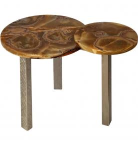 Cupioli Coffee Table Onyx Marble Tops Grinded Steel Bases Handmade in Italy