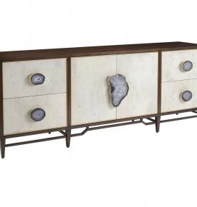 Mercia 87'' Wide 4 Drawer Walnut Solid Wood Credenza